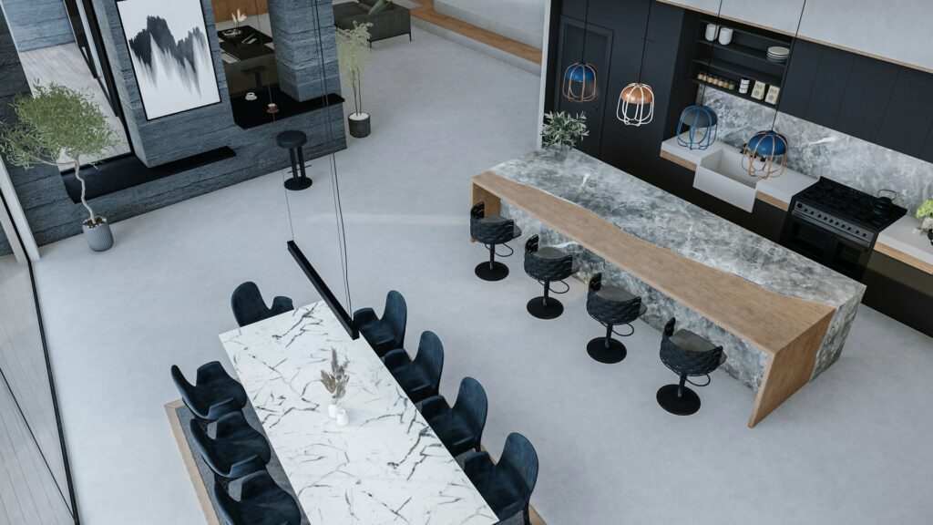 Une cuisine ouverte sur le salon