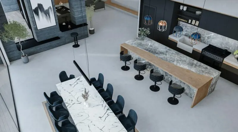 Une cuisine ouverte sur le salon