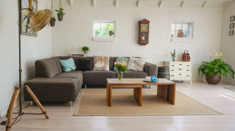 Stylish living room interior featuring a cozy couch, decor accents, and natural elements.