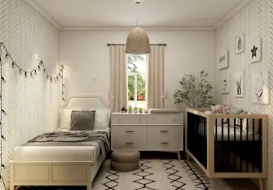 white wooden bed frame with white bed linen